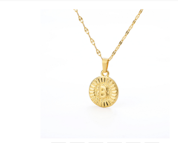 Capital English Letter Disc Necklace Women And Men