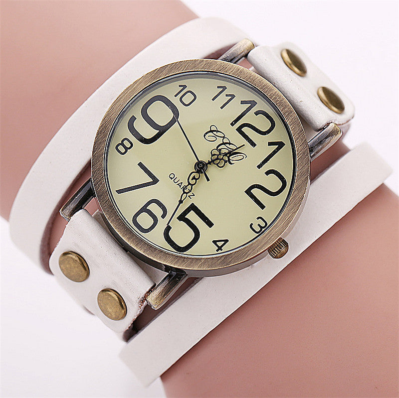 First Layer Cowhide Retro Watch Retro Three-circle Watch Men's And Women's Casual Watch