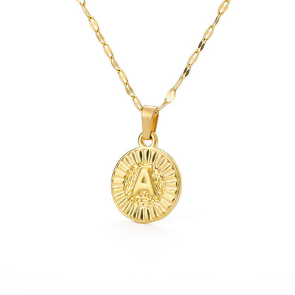 Capital English Letter Disc Necklace Women And Men