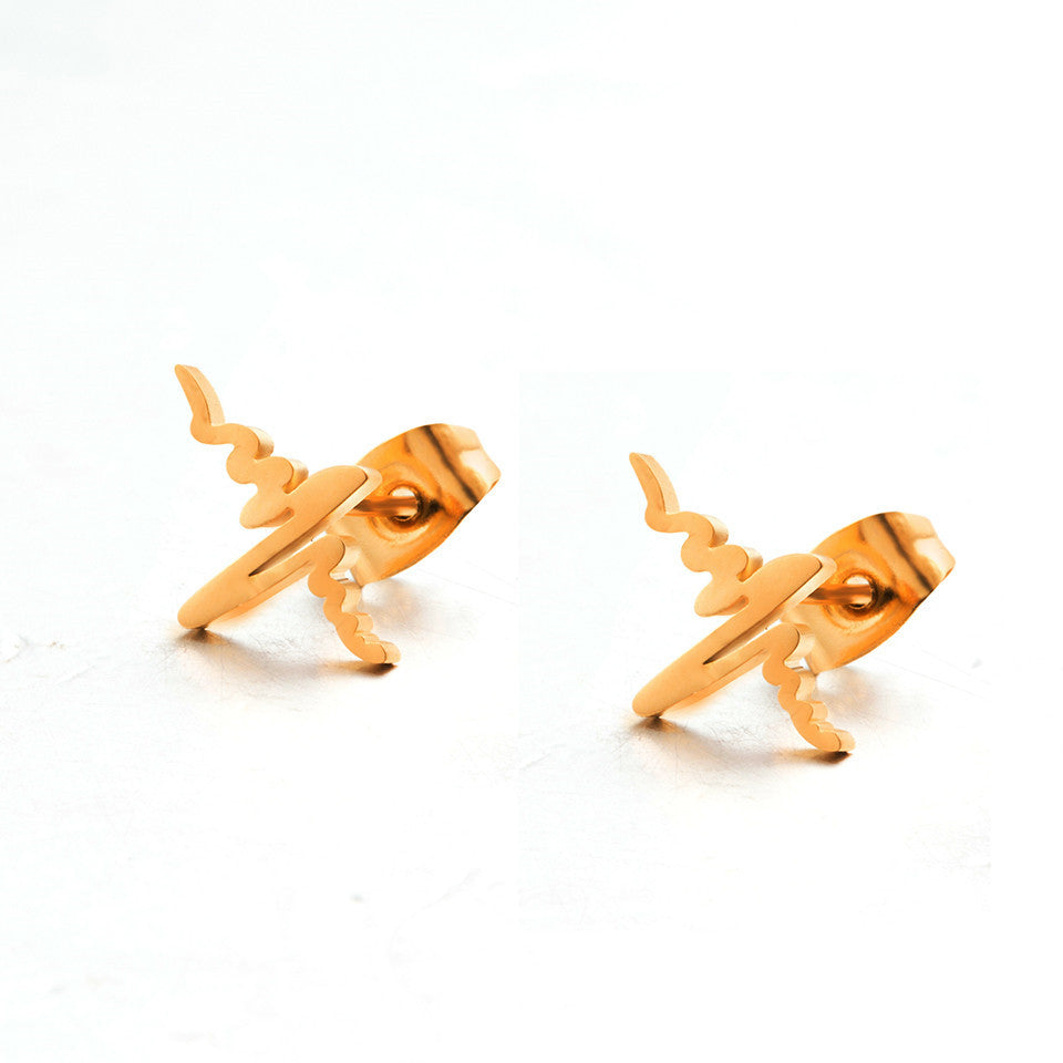 Creative Heart Rate Gold And Silver Stud Earrings