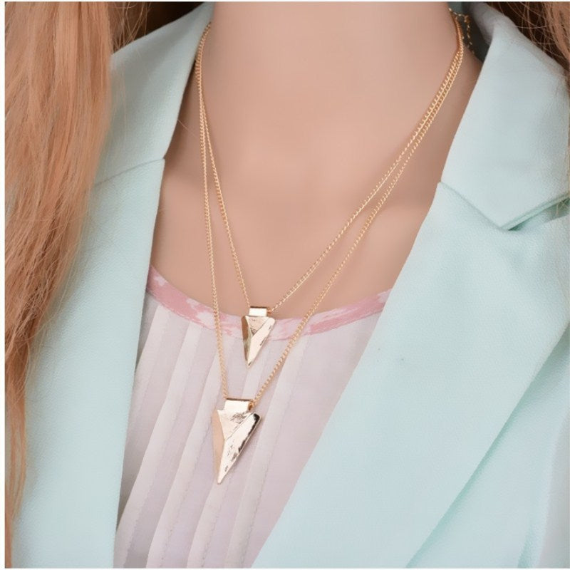 Multilayer triangle sweater chain clavicle chain