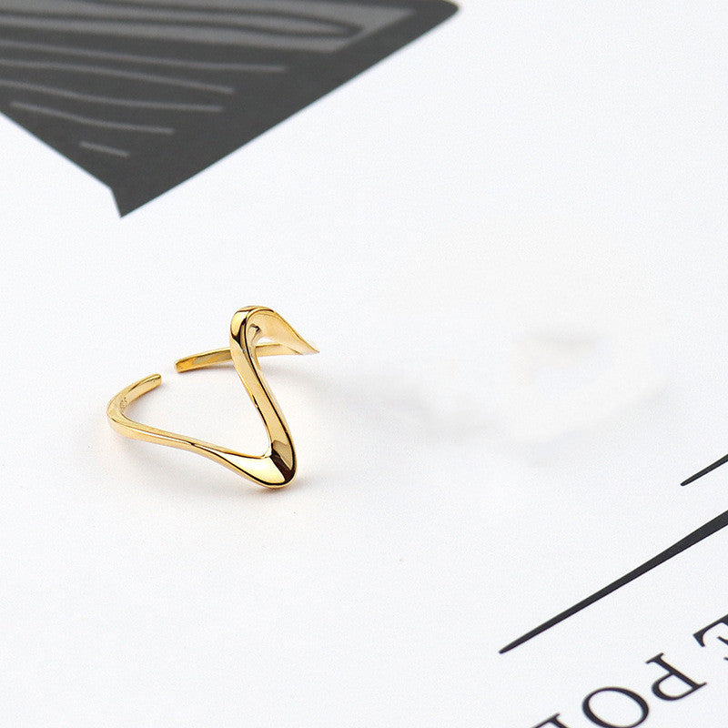 Sterling silver gold simple fashion ring