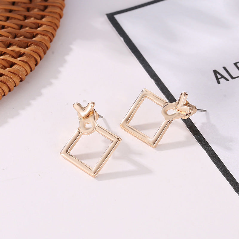 Simple golden geometric metal earrings