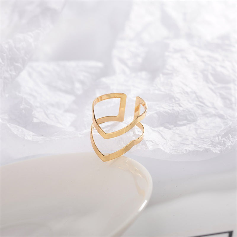 Gold double arrow ring