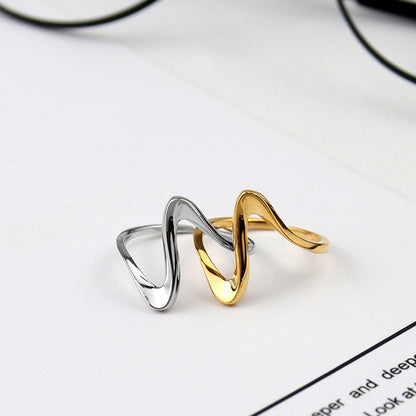 Sterling silver gold simple fashion ring