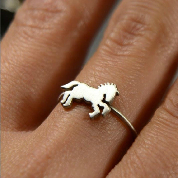 Silver Horse To Success Ring Men's Fashion Simple Ring