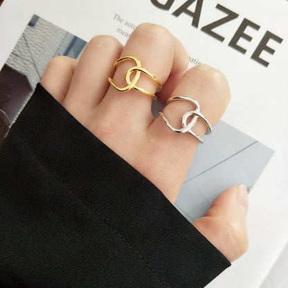 INS Minimalist Line Interlaced Crossing Women's Ring