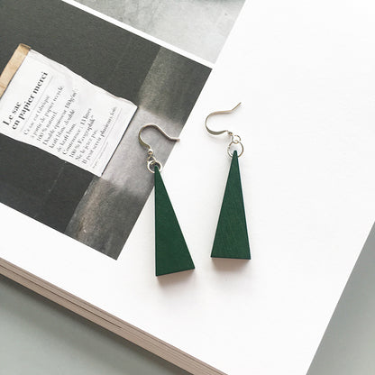 Korean Simple Earrings Retro Hit Color Geometric Wood Earrings Tassel Long Original Wood Earrings Female