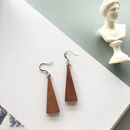 Korean Simple Earrings Retro Hit Color Geometric Wood Earrings Tassel Long Original Wood Earrings Female