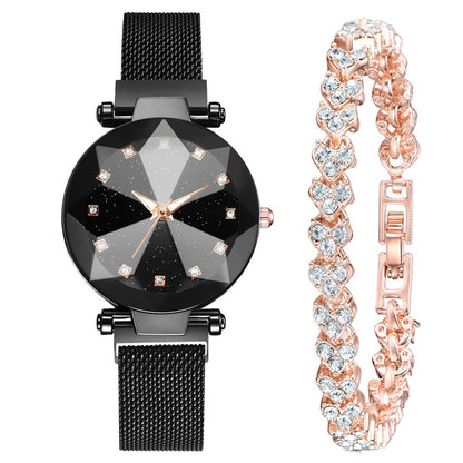 Square Diamond Rhinestone Starry Sky Watch Set Bracelet Watch