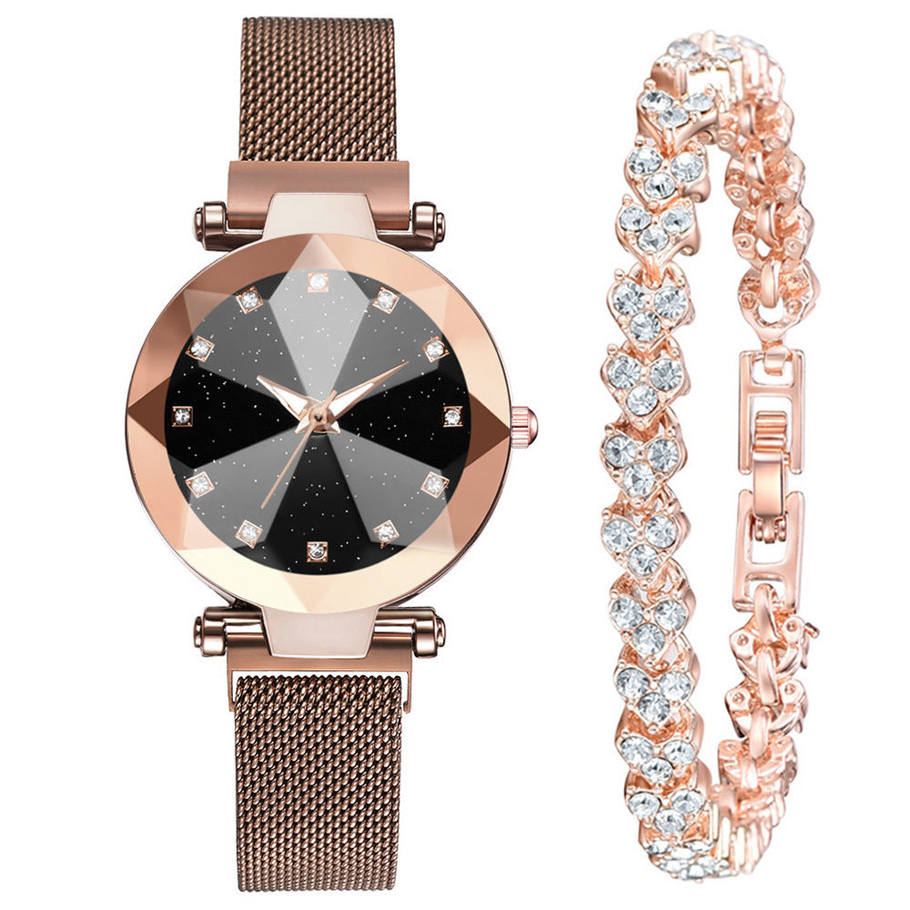 Square Diamond Rhinestone Starry Sky Watch Set Bracelet Watch