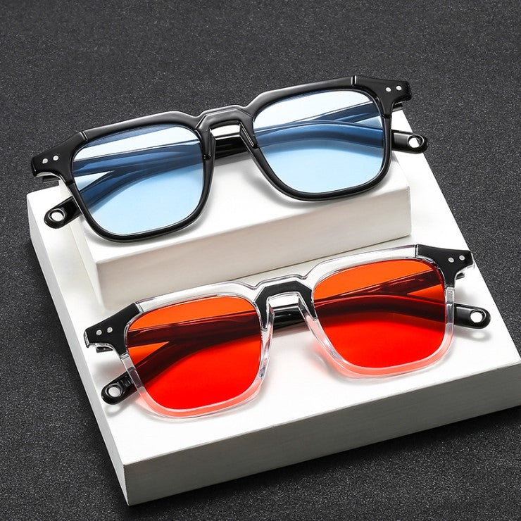 New Square Meter Nail Sunglasses, Ocean Film Fashion Sunglasses, European And American Fashion Street Photo Metal Hinge Frame