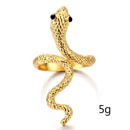 Punk Style Explosion Retro Exaggerated Snake Ring Nightclub Hip Hop Personality Animal Jewelry