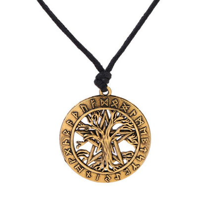 Tree of Life Amulet Pentacle Star Pendant Necklace Talisman Wicca Ancient Rune Round Necklace Men Vintage Jewelry Gifts