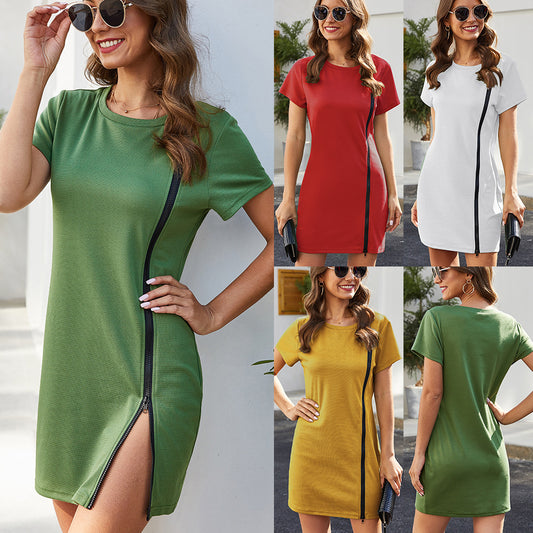 Women's Short-Sleeved Stretch Slim Fit Hip Dress For Ladies