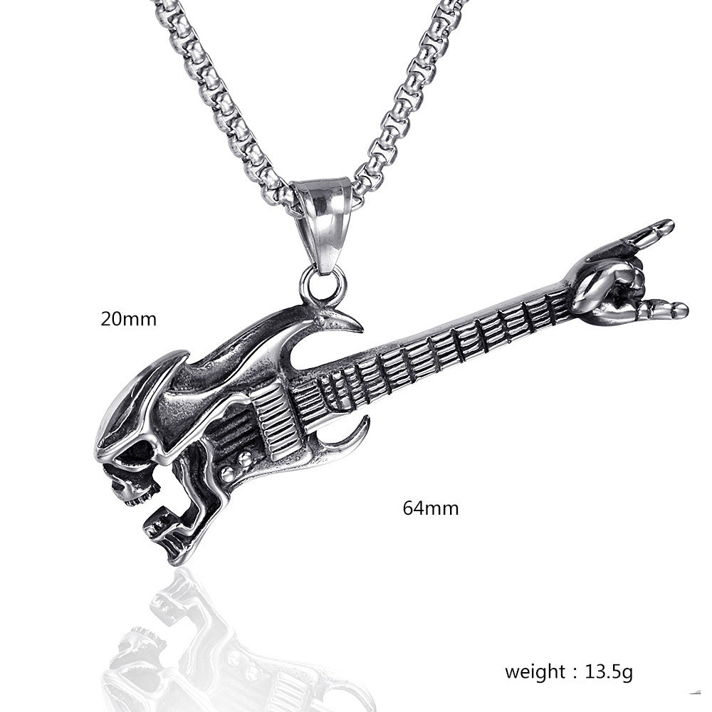 Rock Skull Guitar Pendant