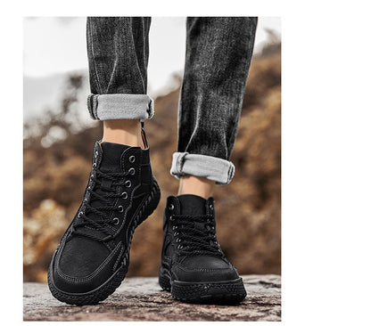 Men's Winter Fleece-lined High-top Leather Shoes