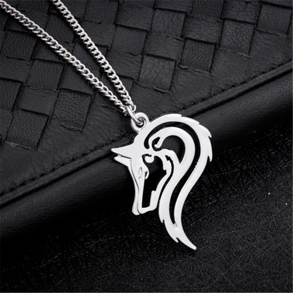 Wolf head necklace pendant men