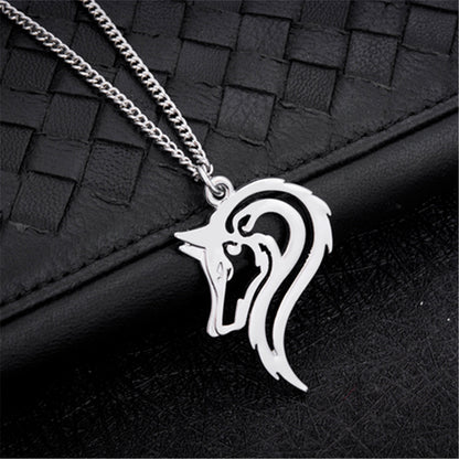 Wolf head necklace pendant men