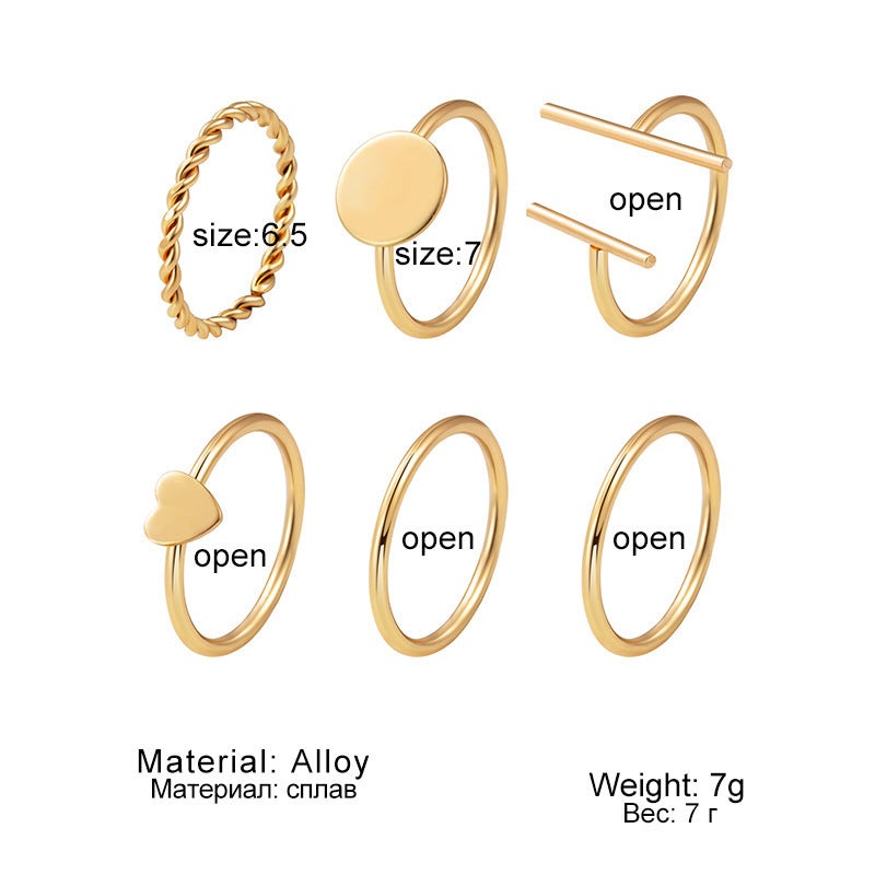 Women's Creative Alloy Geometric Articulation Ring Set