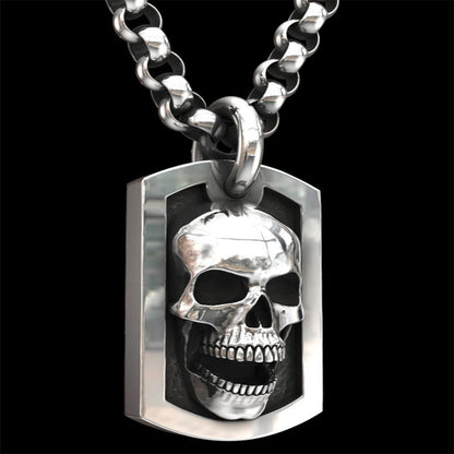 Jewelry Silver Vintage Silver Skull Pendant Necklace