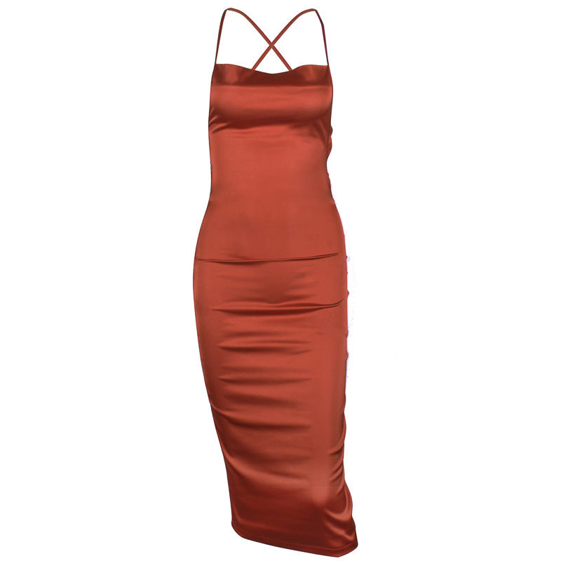 shoulder strap fashion high-elastic halter dress