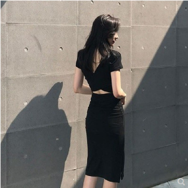 Back Cross Sneaky Design Leak Back Waist Hip Skirt
