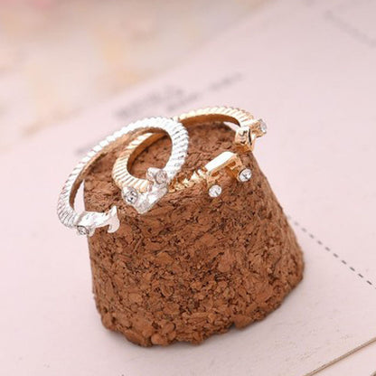 Fashion Rhinestone Note Opening Alloy Ring