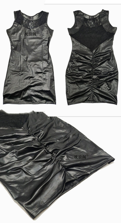 Women's Latex Leather Skirt Sexy  Suit At Night