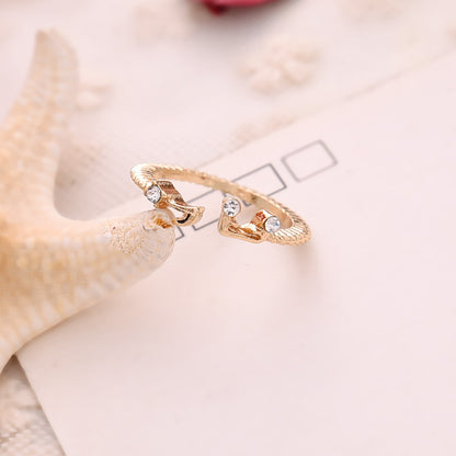 Fashion Rhinestone Note Opening Alloy Ring