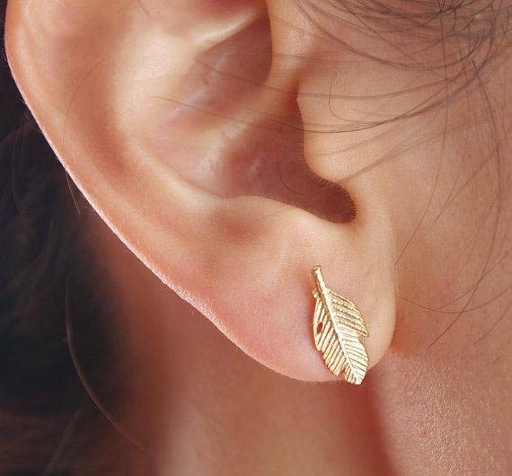 European and American jewelry popular feather shape leaf earrings