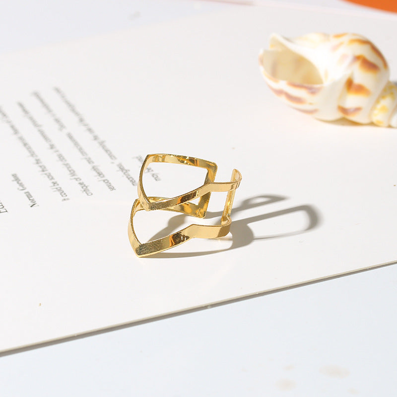 Gold double arrow ring