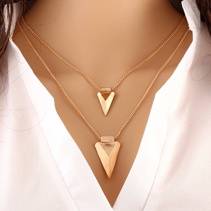 Multilayer triangle sweater chain clavicle chain