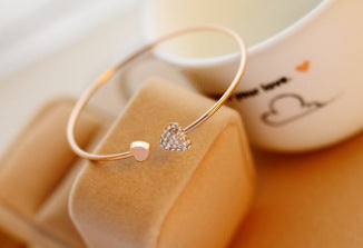 Jewelry Full Diamond Heart-shaped Love Bracelet Opening