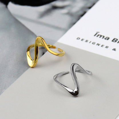 Sterling silver gold simple fashion ring