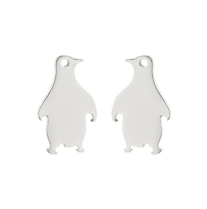 Cute Stainless Steel Penguin Stud Earrings Ladies Simple