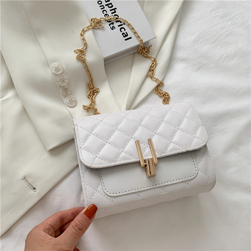 Women's Fashionable And Versatile Diamond Lattice Chain Crossbody Bag