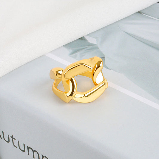 Hip Hop Style Thick Chain Spliced Minimalist Ring