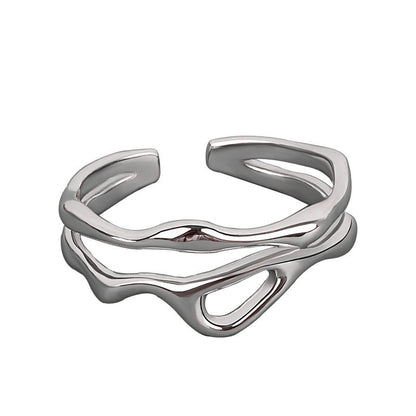 Freeform Irregular Double Layered Curve Ring