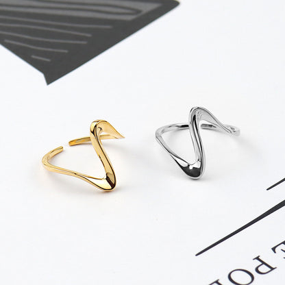 Sterling silver gold simple fashion ring