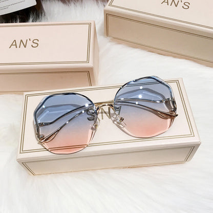 Frameless Cut-Edge Tan Gradient Sunglasses