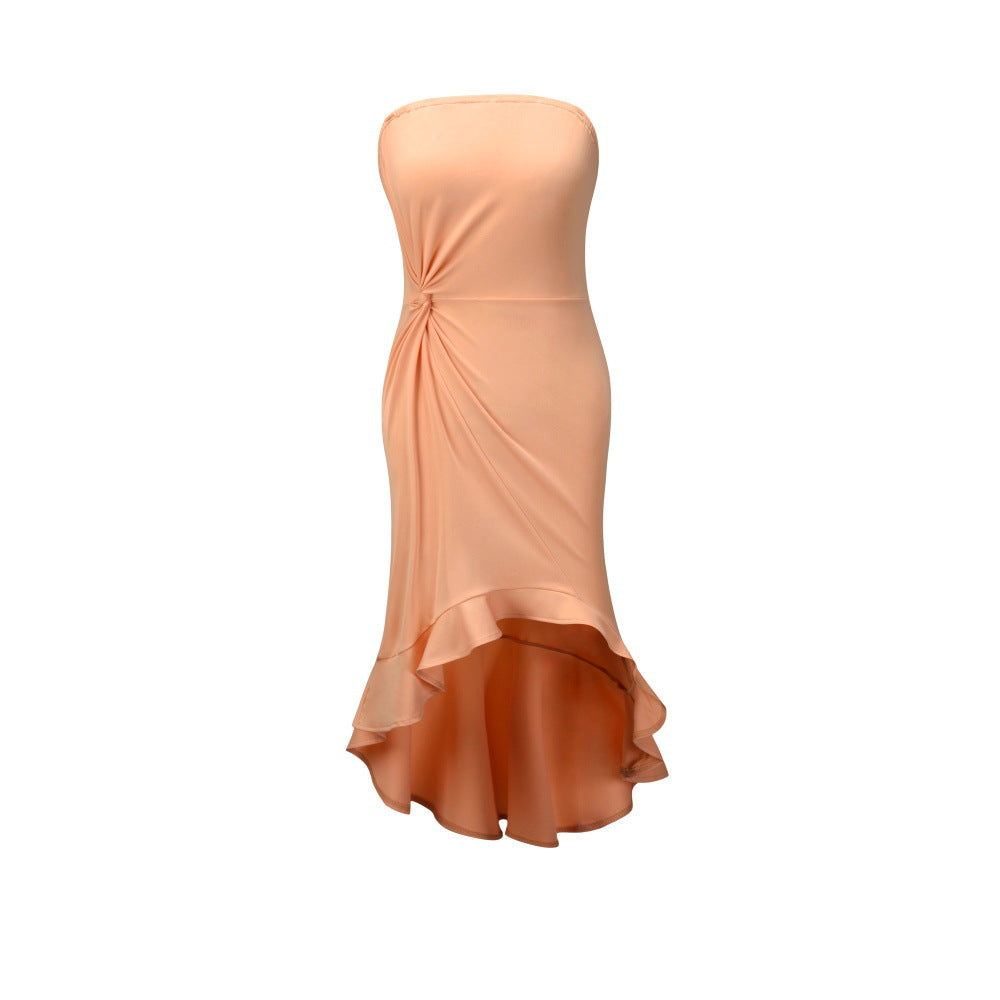 Solid color wrap dress