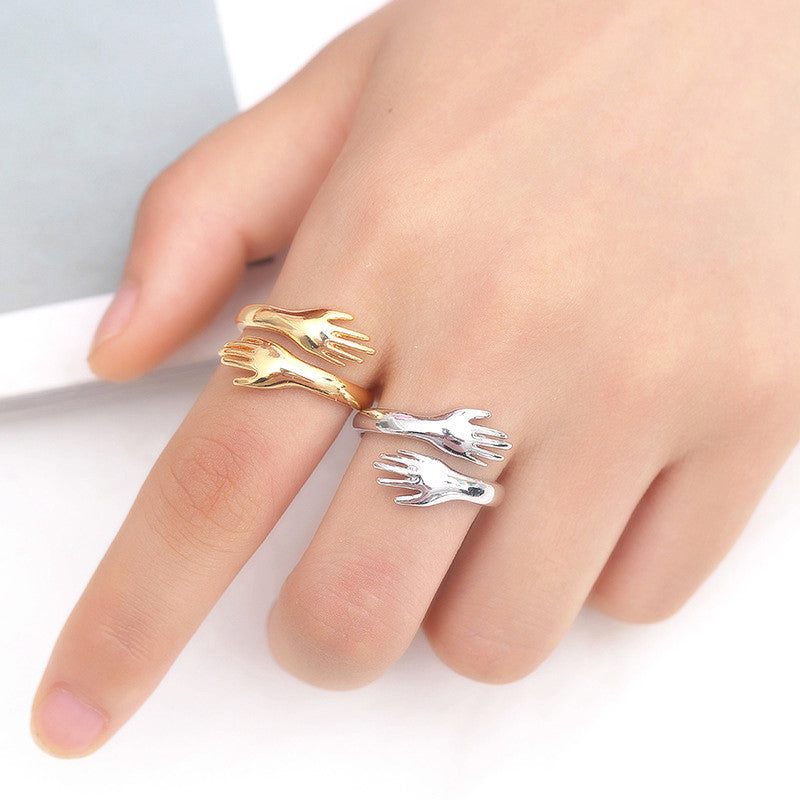 Stainless Steel Embracing Smooth Ring