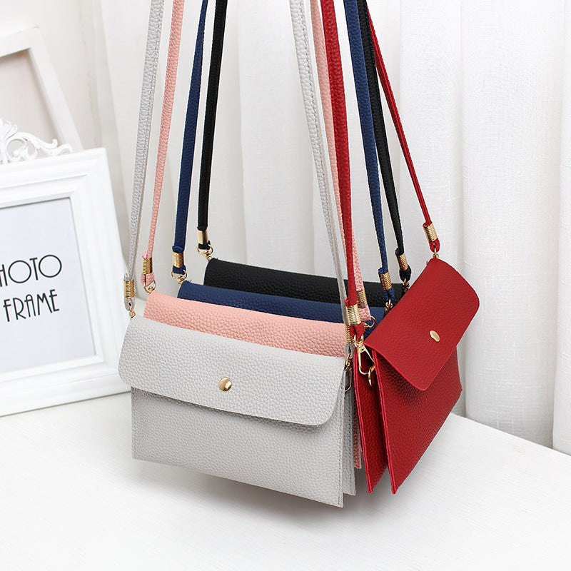 Fashion Double Layer Mini Lychee Pattern Small Square Bag