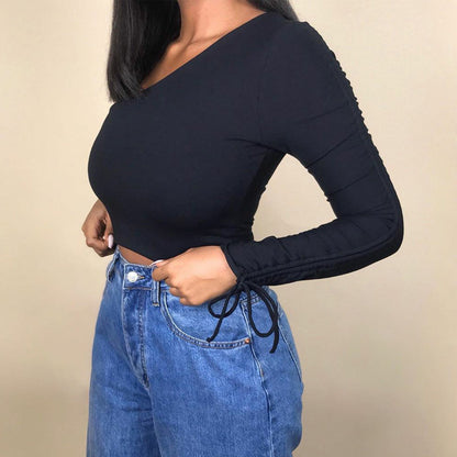 French hot-selling one-shoulder long-sleeved top