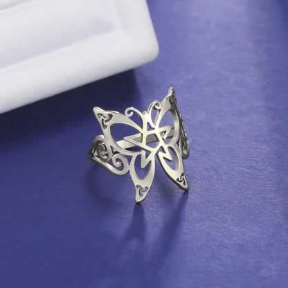 Pentagram Pointed Wing Butterfly Ring