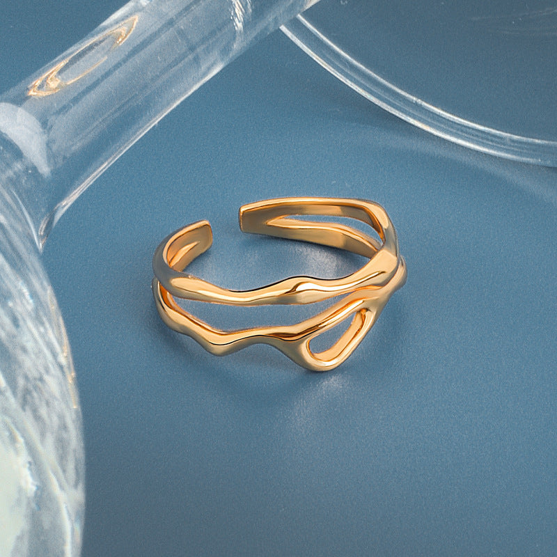 Freeform Irregular Double Layered Curve Ring