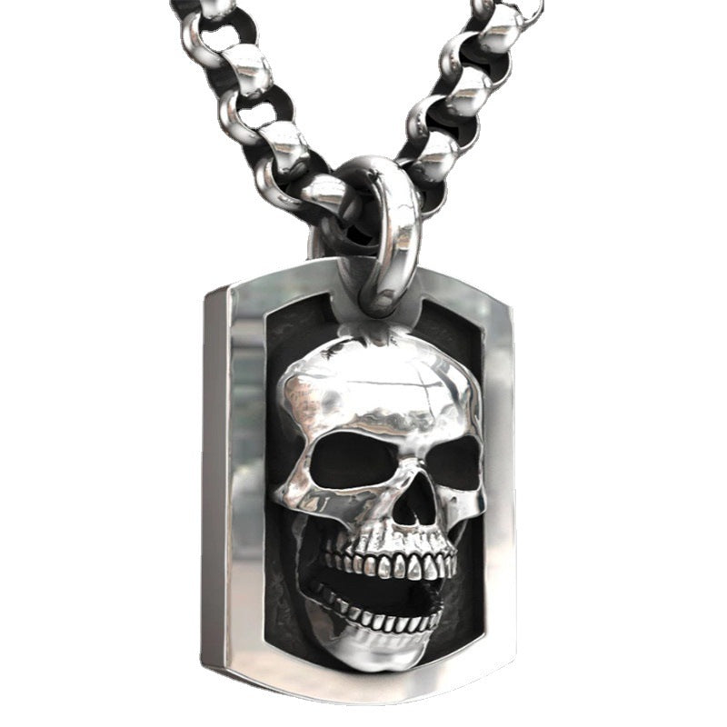 Jewelry Silver Vintage Silver Skull Pendant Necklace