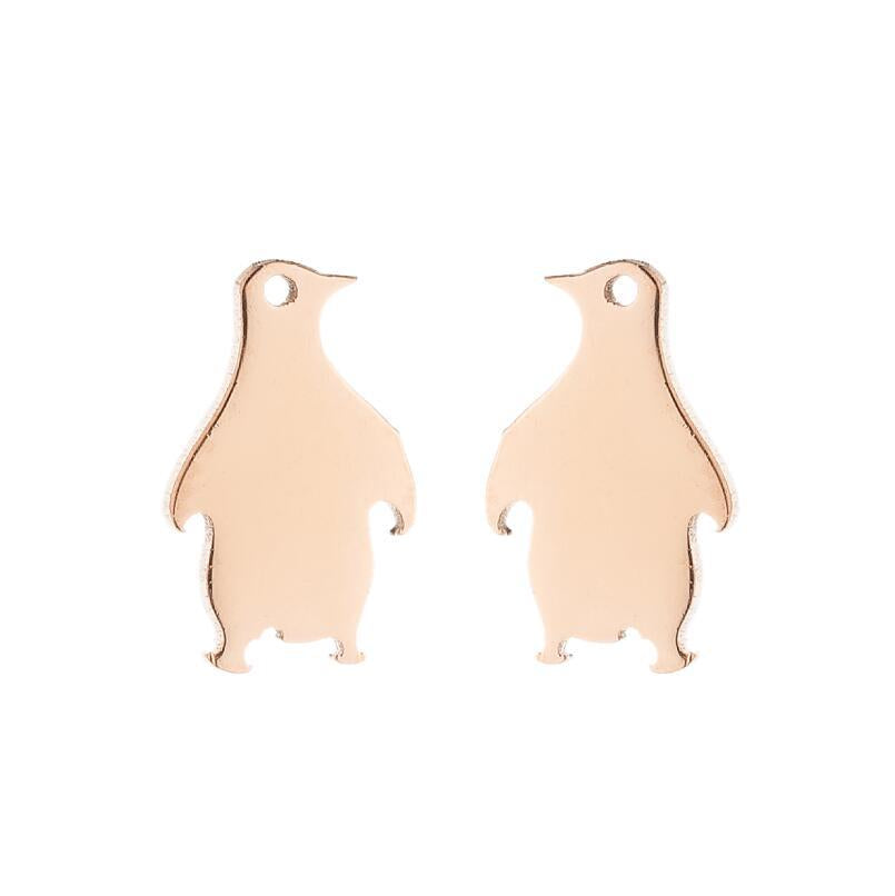 Cute Stainless Steel Penguin Stud Earrings Ladies Simple