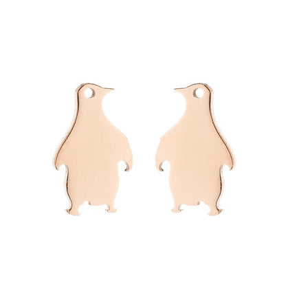 Cute Stainless Steel Penguin Stud Earrings Ladies Simple